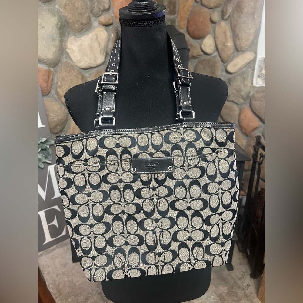 Coach Monogram Black and Gray Tote